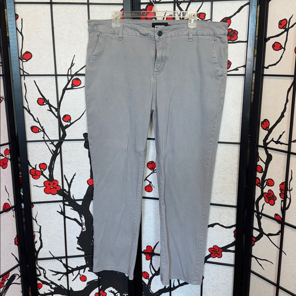 RSQ 38x30 Chino Straight Flat Front Light Gray Casual Work Trousers Pants